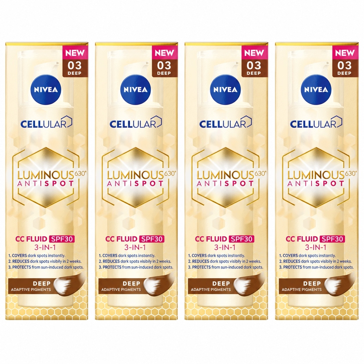 Nivea Luminous Anti-spot Krem CC SPF30 na przebarwienia odcień 03 40ml x4