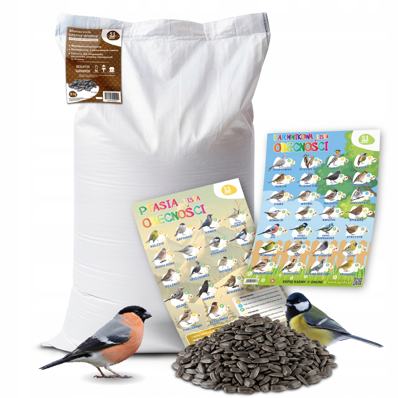 Levně Slunečnicové Krmivo Krmná Směs Pro Ptáky 20 kg Do Krmítka Plakát