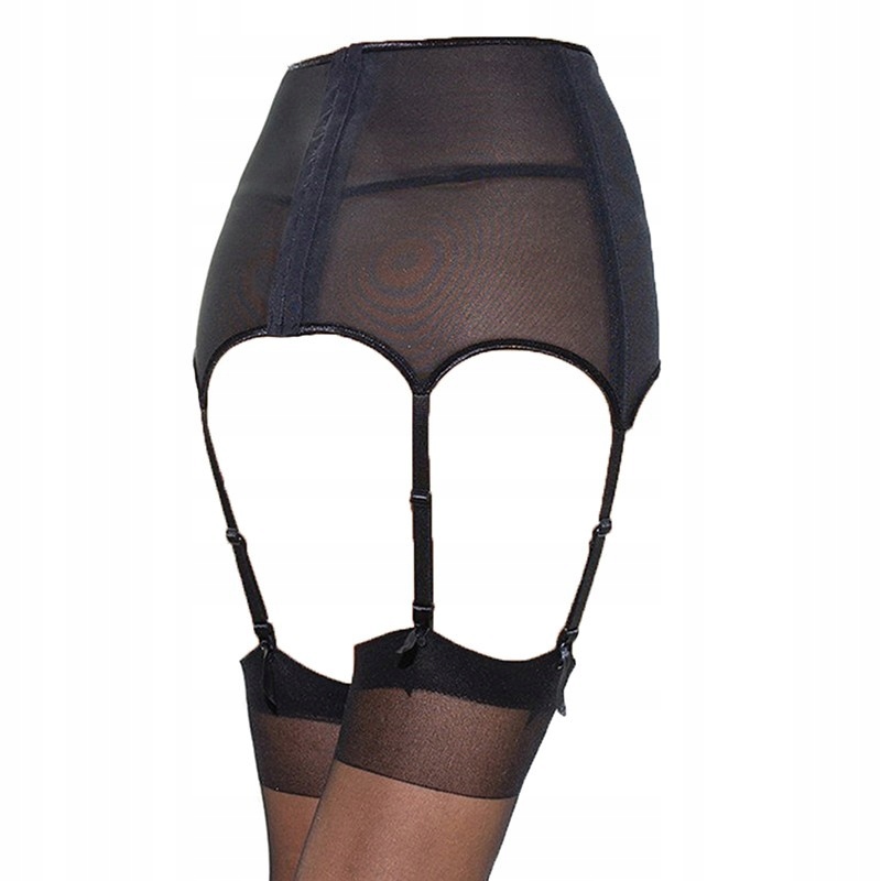 Pas do pończoch z wysokim stanem Czarny XL Rozmiar XL