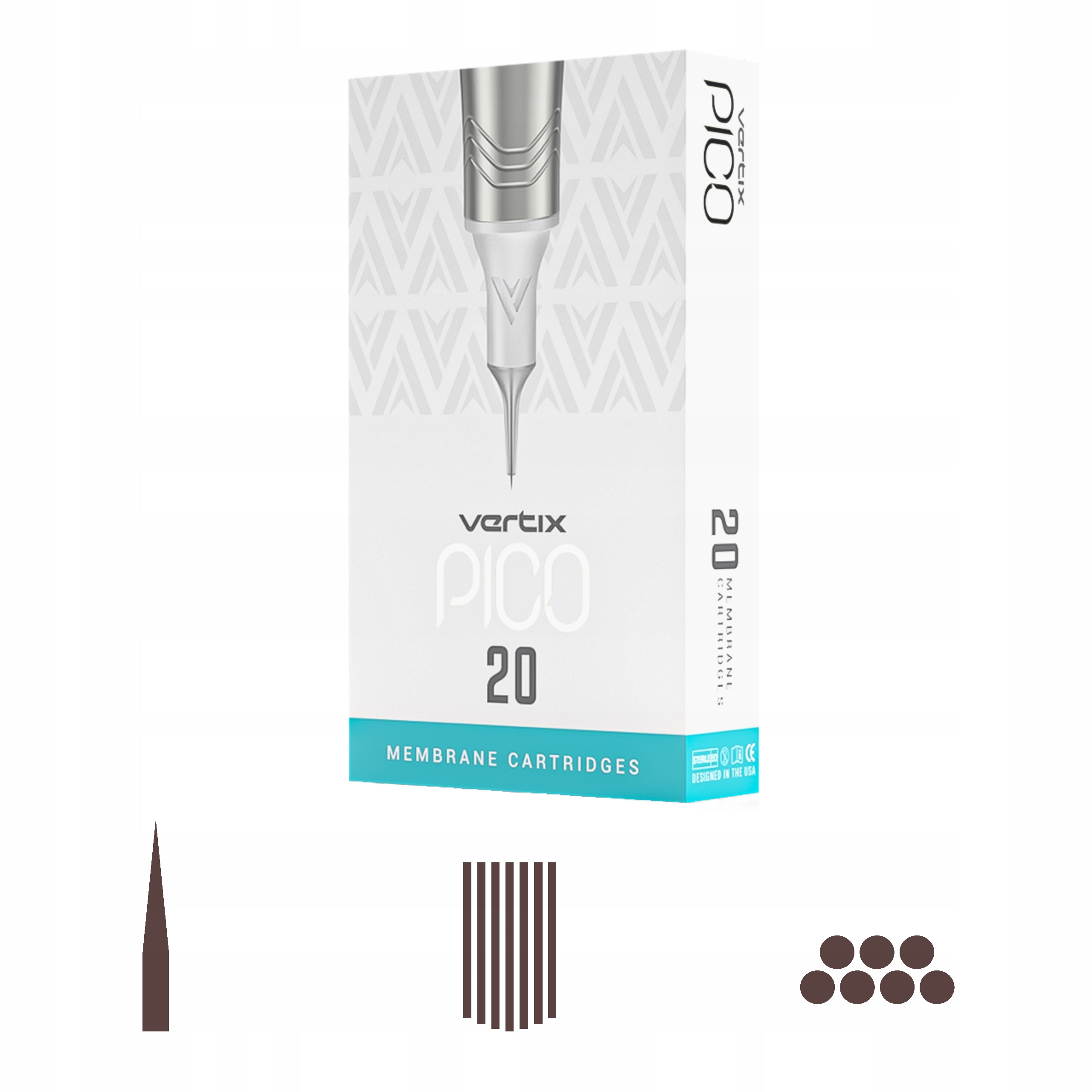 Vertix Pico 7CM 0.25mm Lt 20kusů cartridge Pmu Vp 7Magnum Curved .25 Long