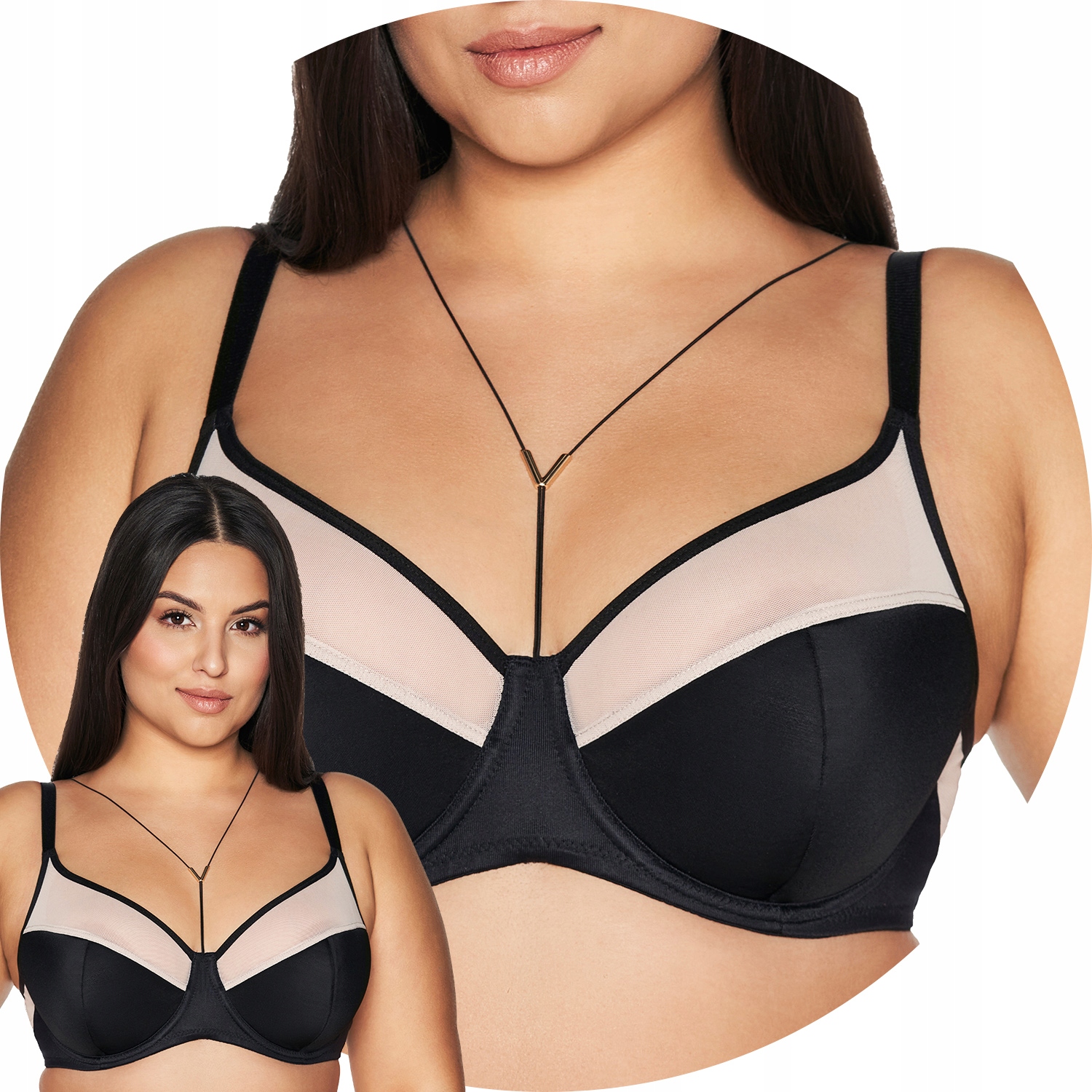 Ava 2135 Viva černý tyl Polovyztužená podprsenka 75D Semi Soft