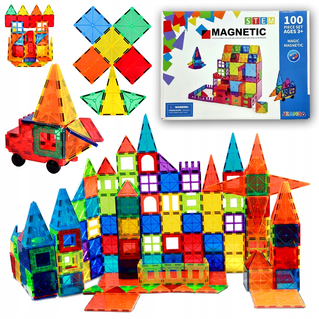 Duże Klocki Magnetyczne Edukacyjne 3D Panele Konstrukcyjne Silne Magnesy XL