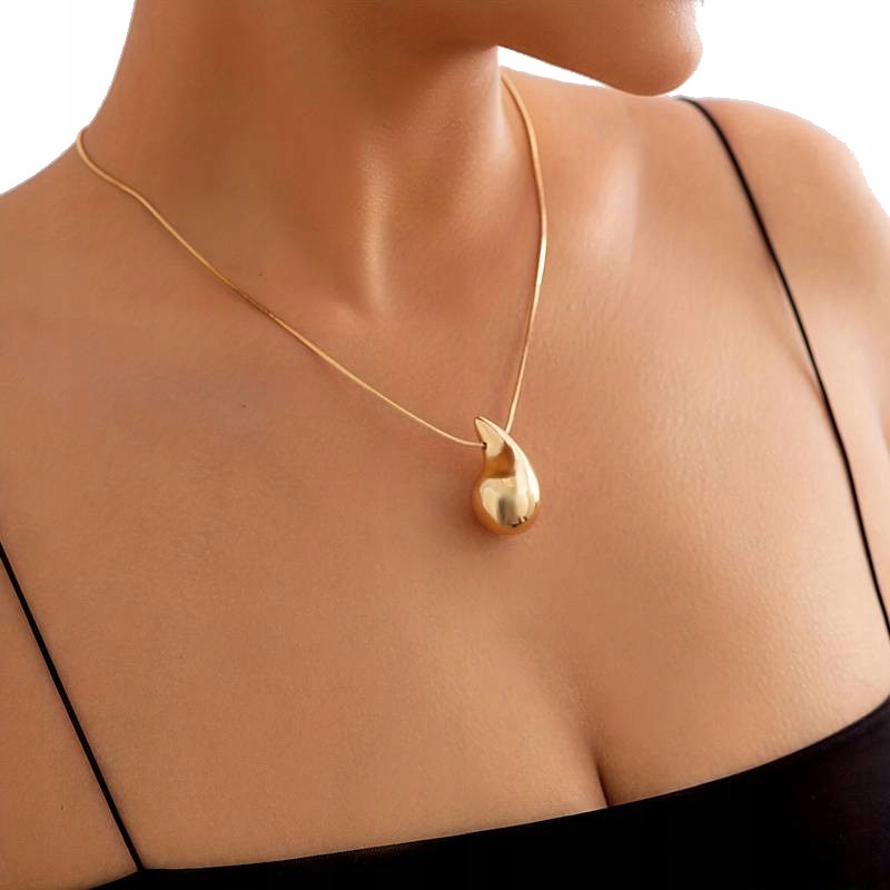 NASZYJNIK ZŁOTY STAL CHIRURGICZNA KROPLA ŁEZKA DROP AISADI 316 L Długość całkowita 45 cm