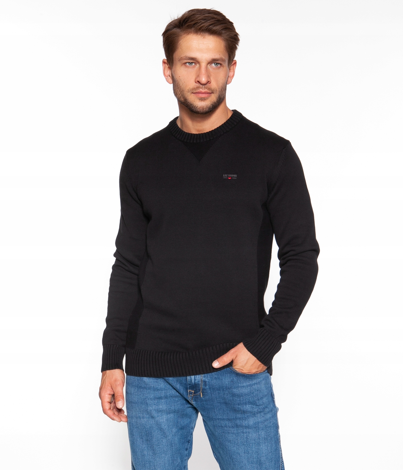 LEE COOPER Pánsky sveter BILL ORGANIC BLACK XL