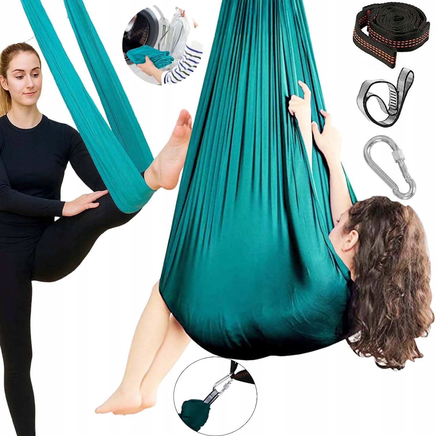 Hamak Chusta Akrobatyczna Dla Dzieci Nośny 200KG 280X150 Zielony Do Salon