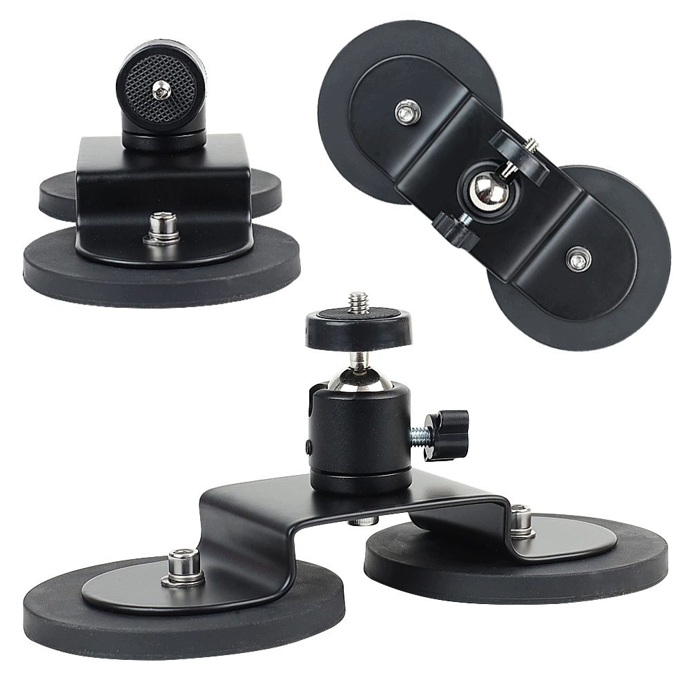 Magnetický držák do auta pro kamery, dvojitý, 86 mm, kulová hlava 360