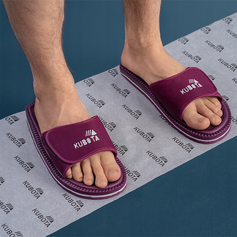 KLAPKI MĘSKIE SPORTOWE 42 BURGUNDOWE KUBOTA RZEP PIANKOWE DOMOWE LETNIE 42 Długość wkładki 26.5 cm