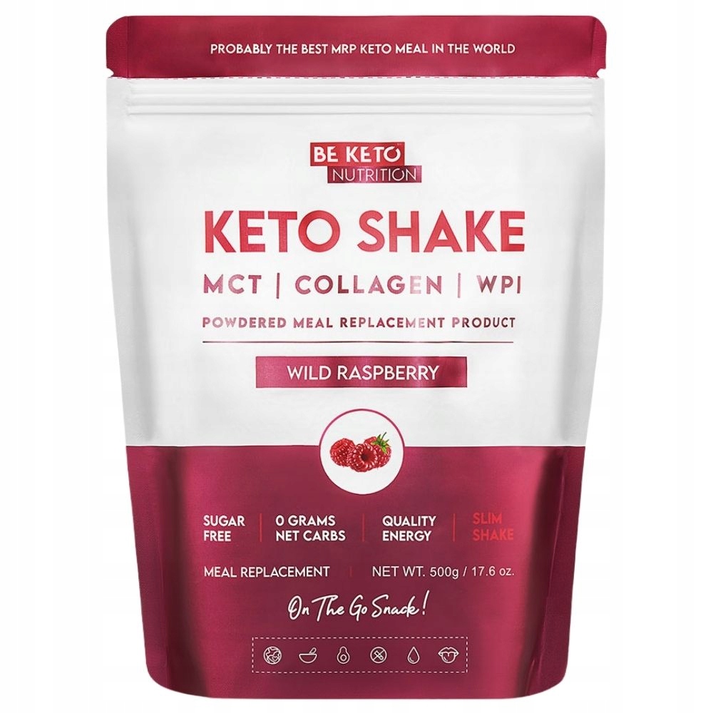 Keto Shake BeKeto Divoká malina Kolagen Low-Carb Bílkoviny 500 g