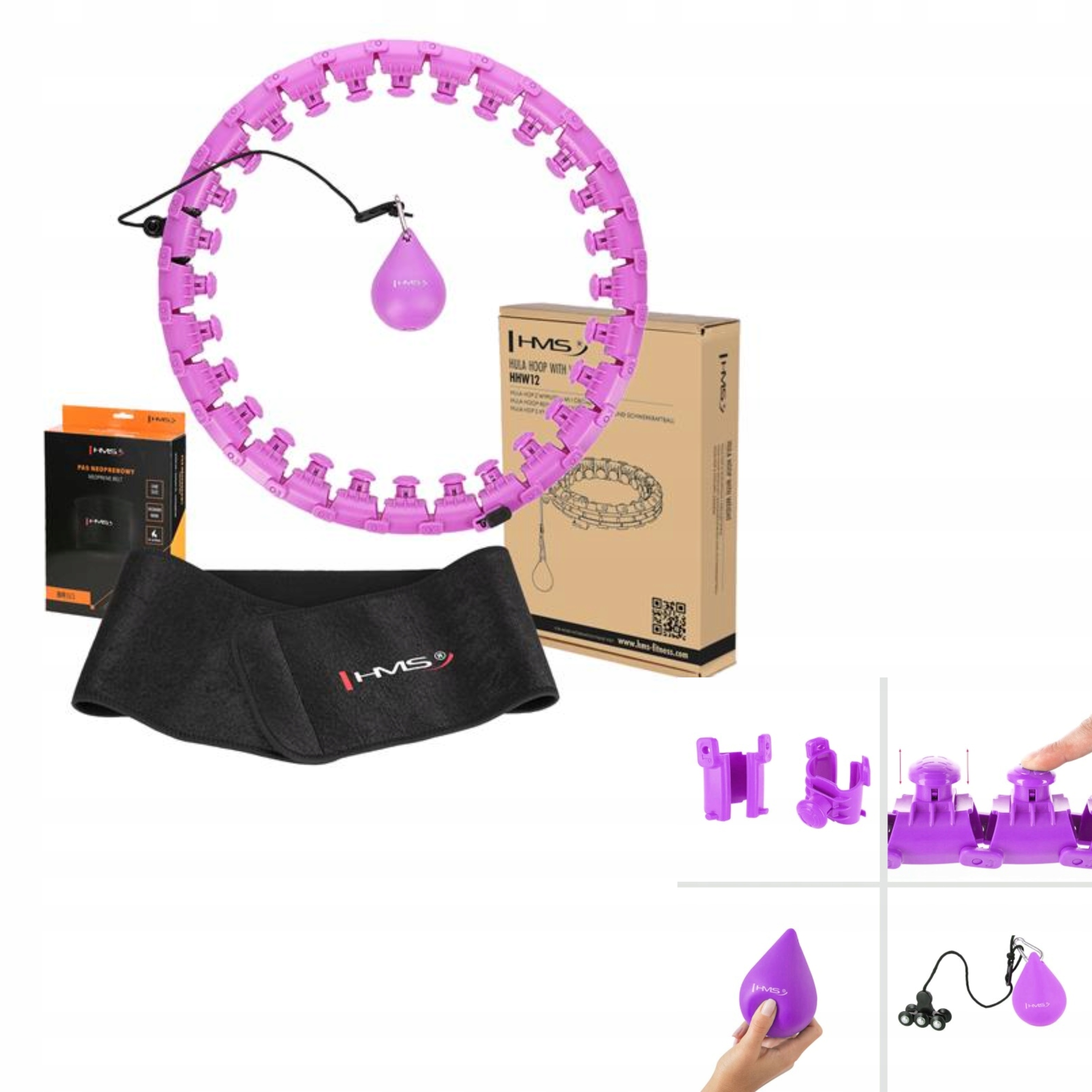 Hula Hoop Magnetické Hms s zátěží pro trénink a pásem Plus Size