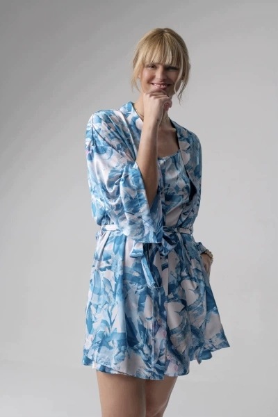 Frida krátký viskózový peniuar modrý XXL/XXXL