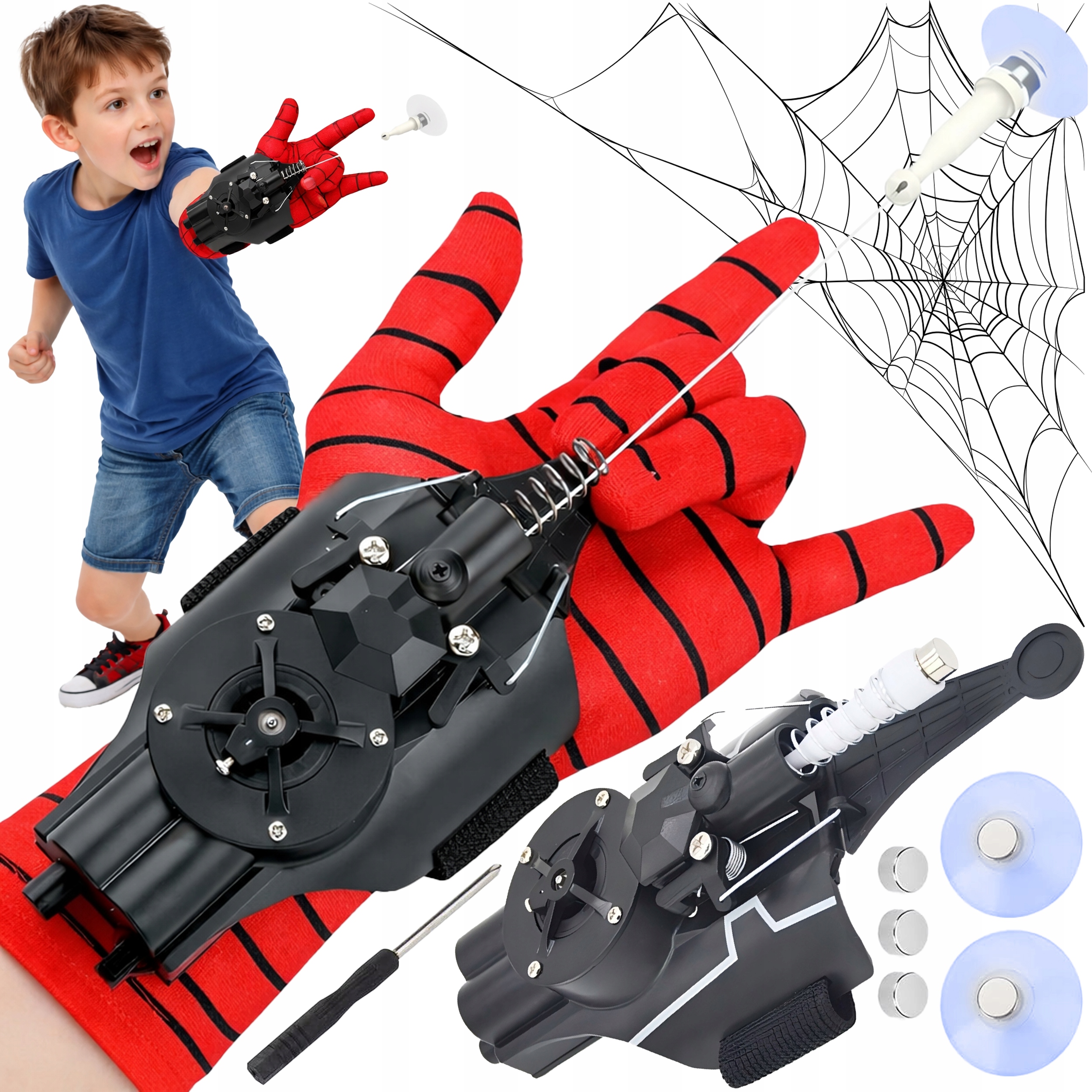 RĘKAWICA SPIDERMANA WYRZUTNIA SIECI LINKI STRZAŁEK AUTO PREZENT DLA DZIECKA