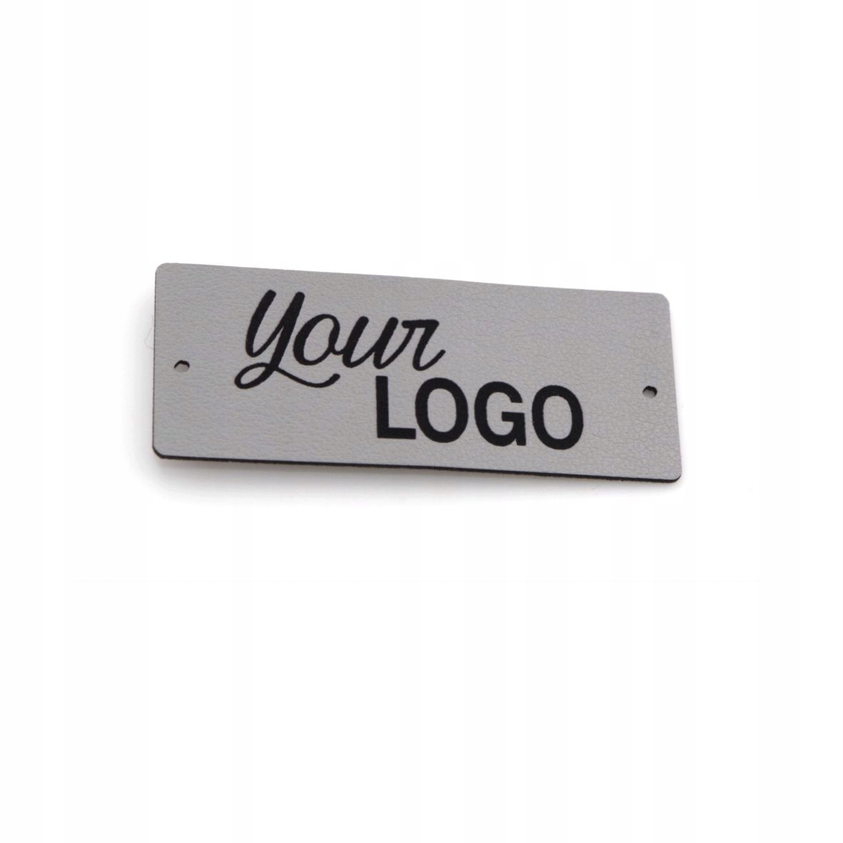 Štítek 2x5cm šedá ekokůže s Logo 50ks personal.