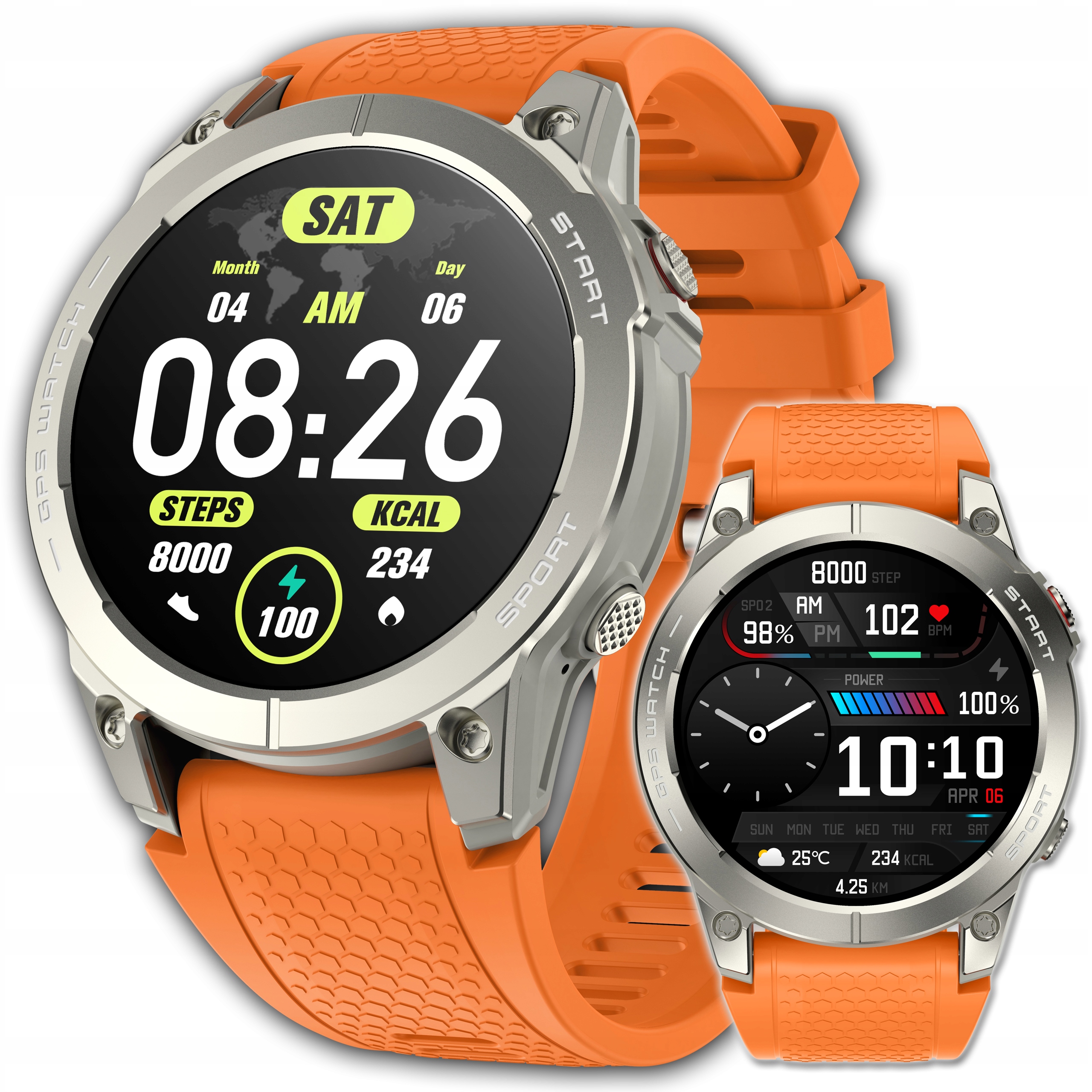 SPORTOWY ZEGAREK SMARTWATCH MĘSKI GPS PULS ROZMOWY POLSKIE MENU AMOLED