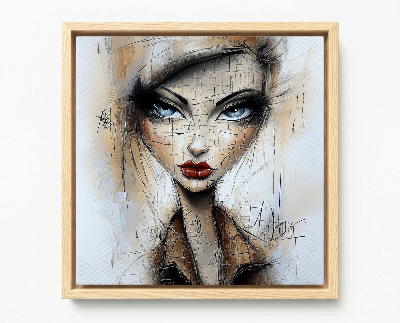 Obraz Rám American Box Moderní Portrét Žena Skica Modern Art 40x40