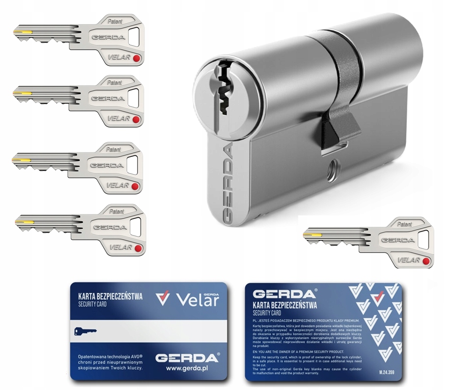 Gerda Vložka proti vloupání Velar Pro 5 key nejvyšší třída 30/30 spojková
