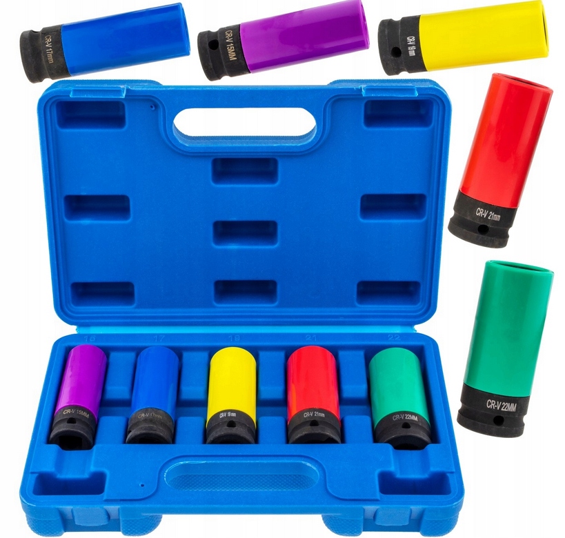 Nasadki Udarowe Do Felg Aluminiowych 15-22 MM 1/2" Alufelg Długa 80 MM Cr-v