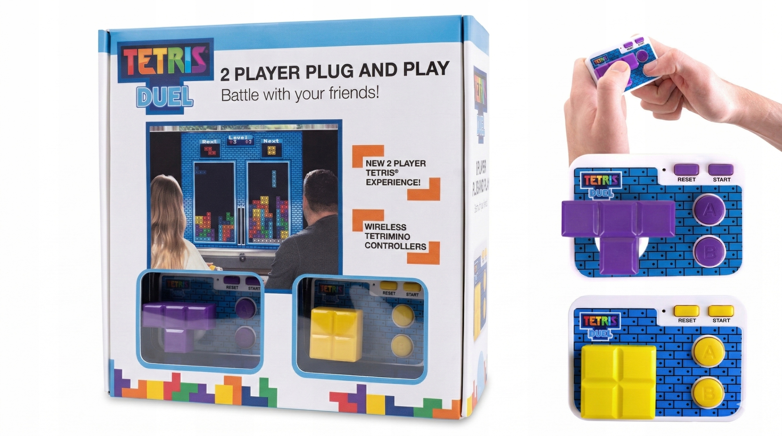 Tetris Duel Televizní konzole Retro Arcade pro dva hráče 2x Pad Plug & Play