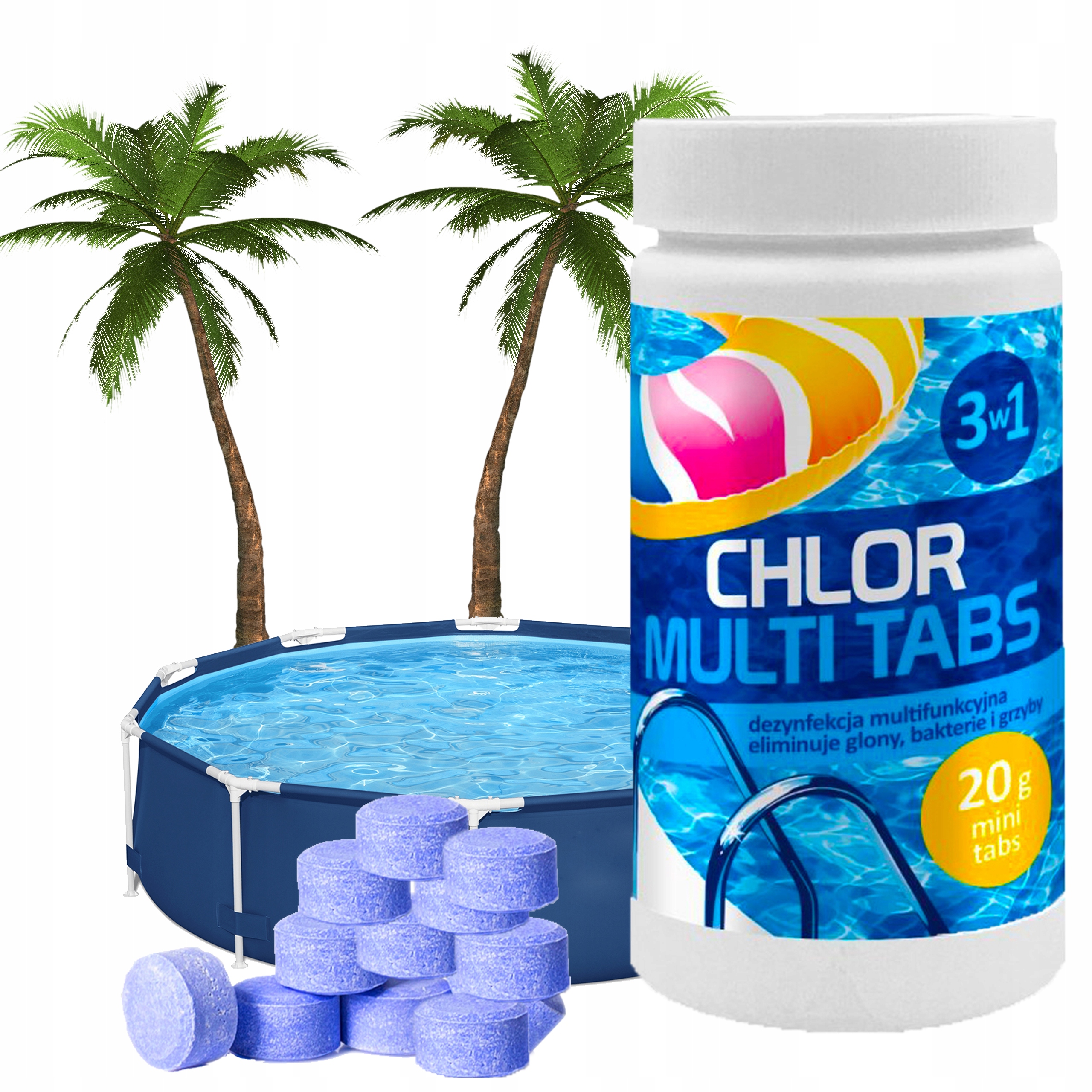 MULTIFUNKCYJNE MULTI TABLETKI CHLOR CHEMIA DO BASENU 50x20G GAMIX 1KG