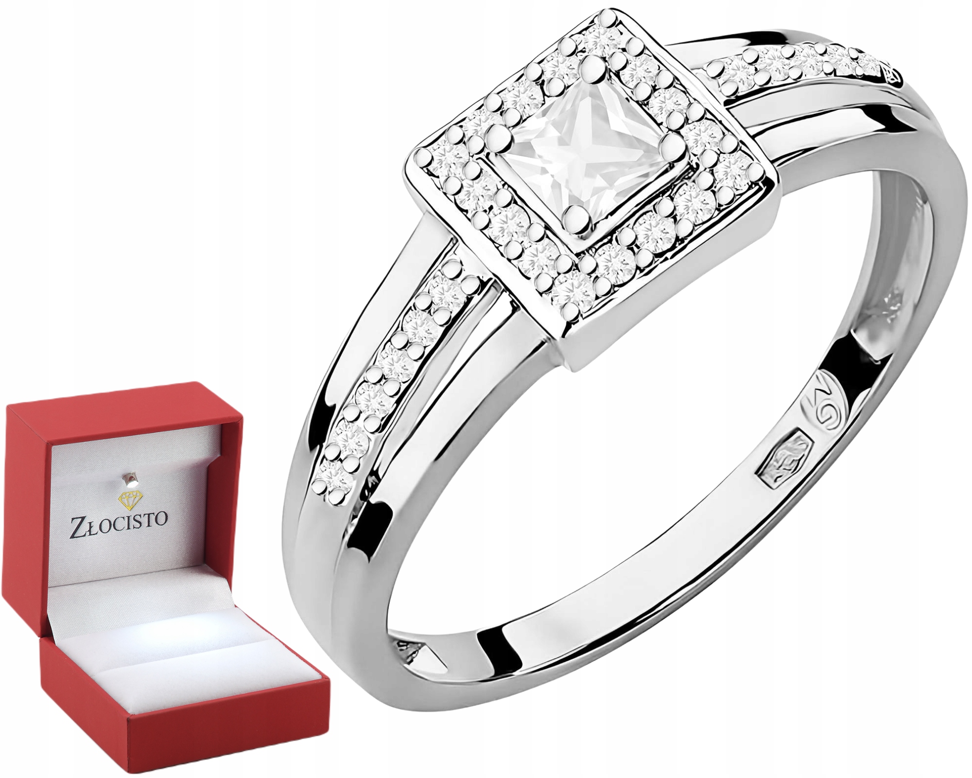 Bílé zlato Prstýnek Diamanty Lab Jako Dárek Drtič 585 14K