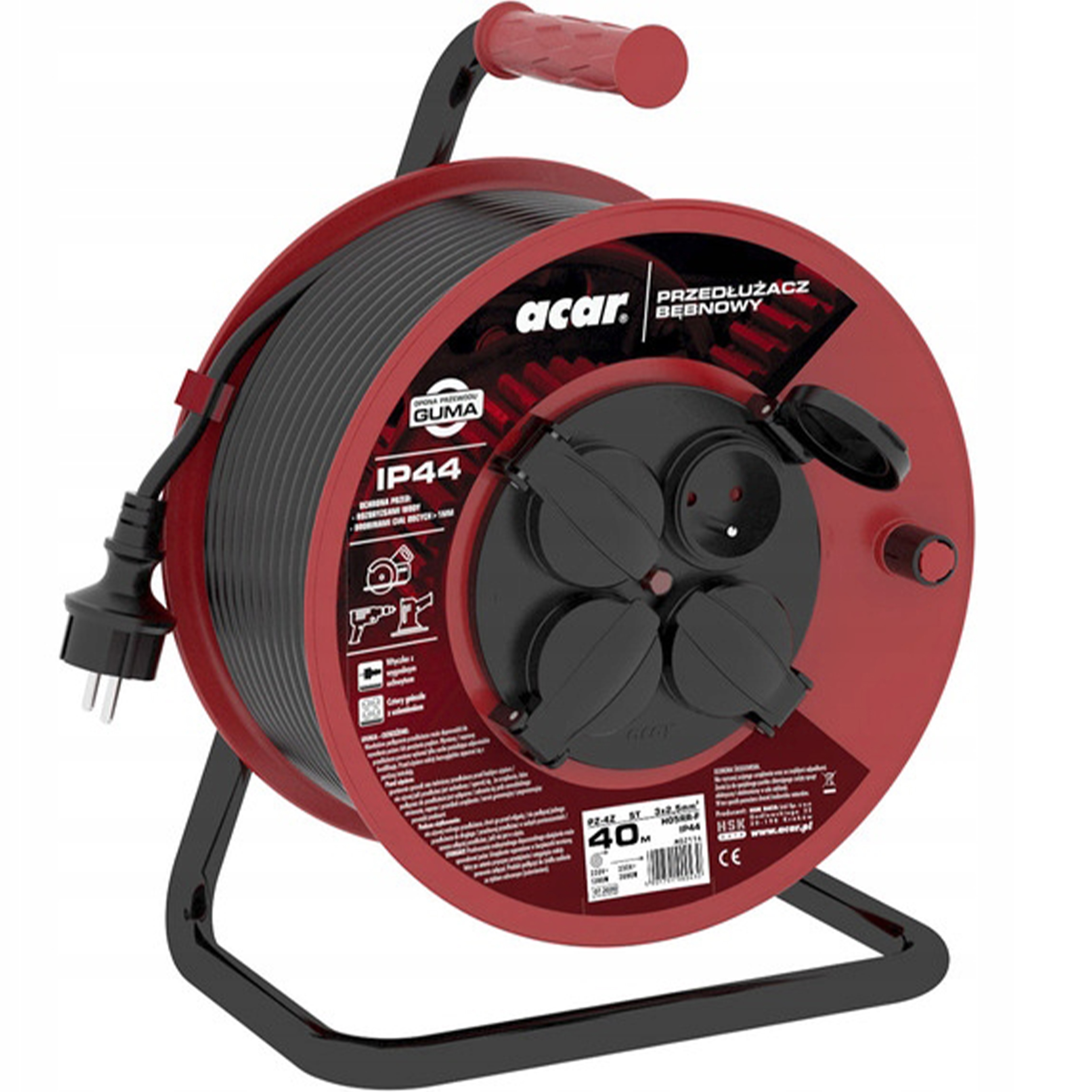 Predlžovací Kábel bubnový Acar M02114 40 m IP44 4 zásuvky 3x2,5