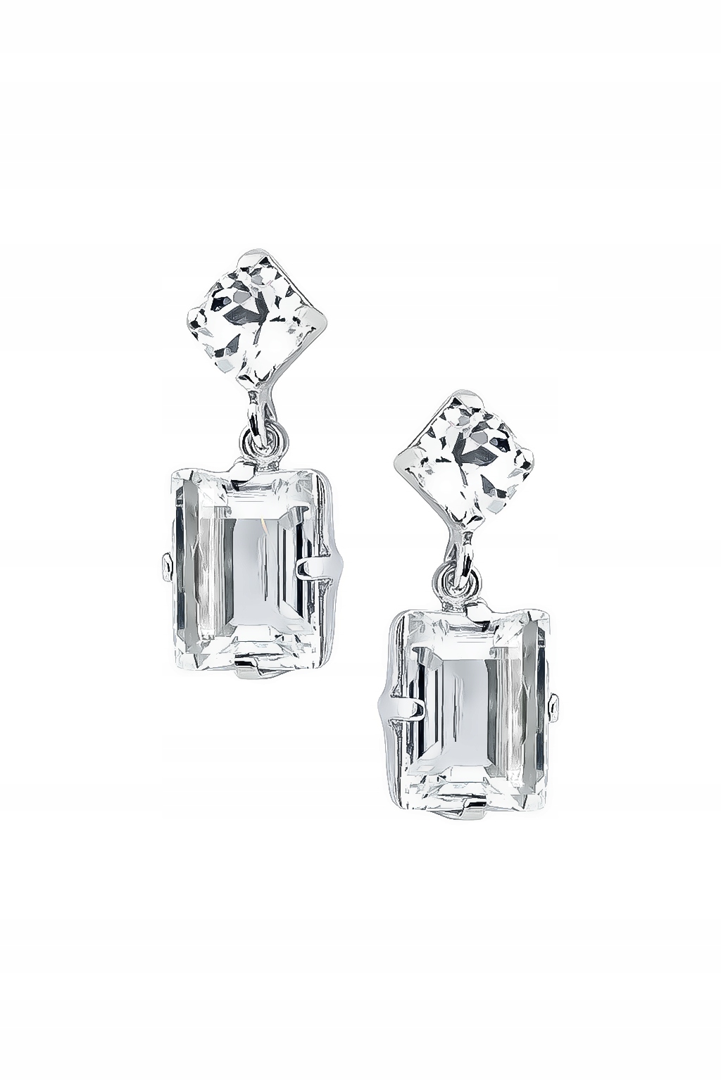 Stříbrné náušnice s obdélníky Swarovski Elements