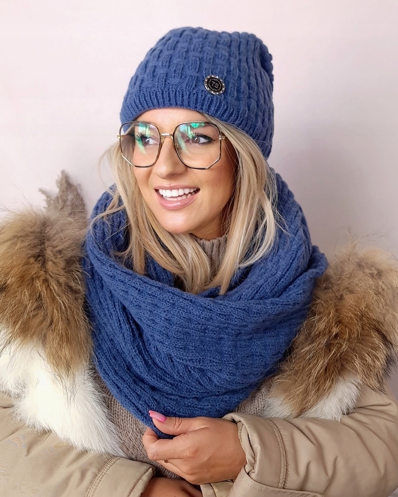 zimowy KOMPLET damski CZAPKA i KOMIN gruby CIEPŁY ZESTAW polski NOWE KOLORY Długość (cm) 195 cm