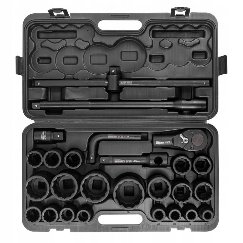 Zestaw nasadek udarowych 3/4" 12-kątne 17-65mm 26el walizka Stan opakowania oryginalne