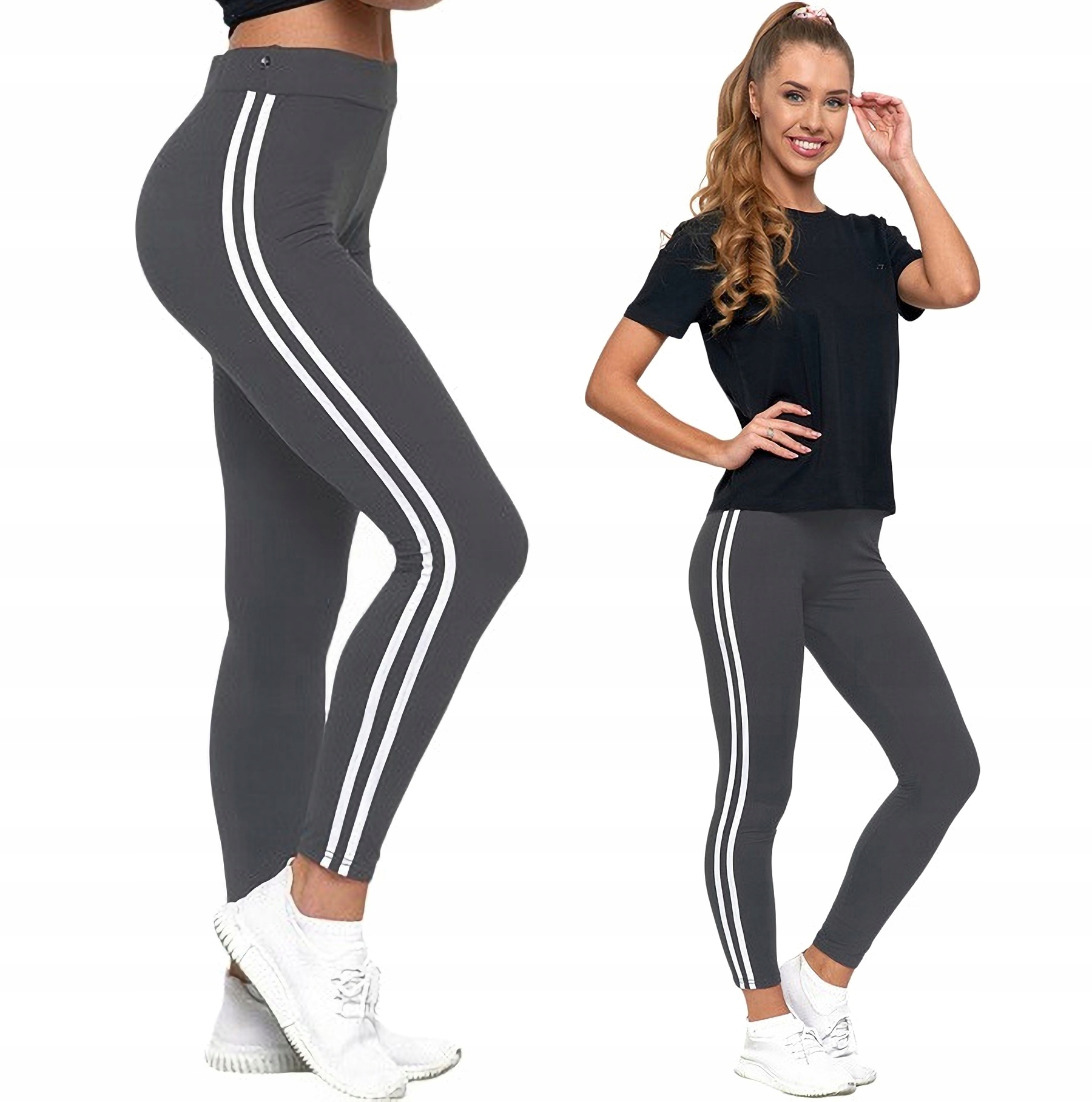 

Fit Legginsy spodnie z lampasami getry Moraj L/XL