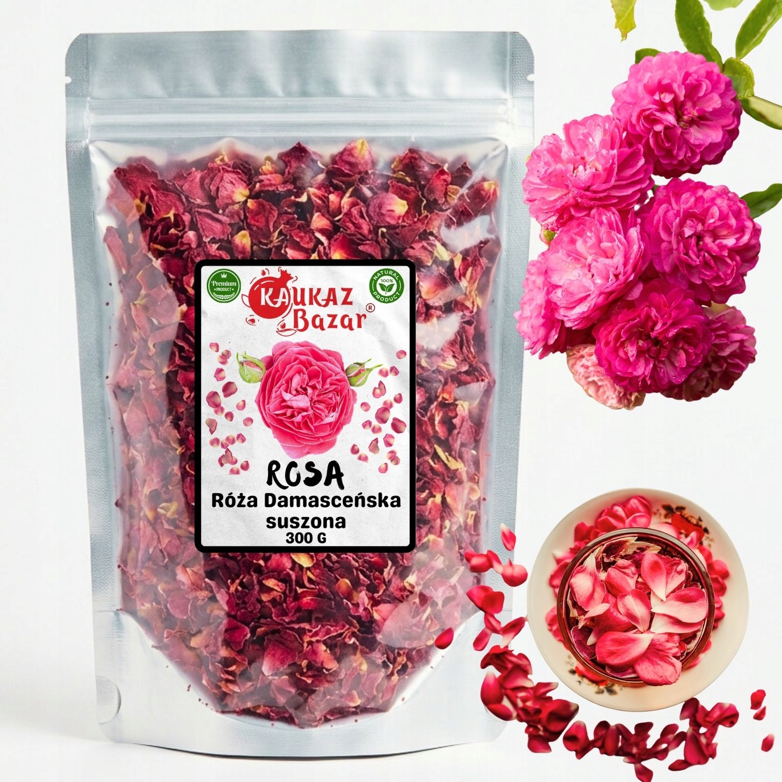 Levně Damašská růže Sušené jedlé vločky 300 g Írán Kavkaz Bazar