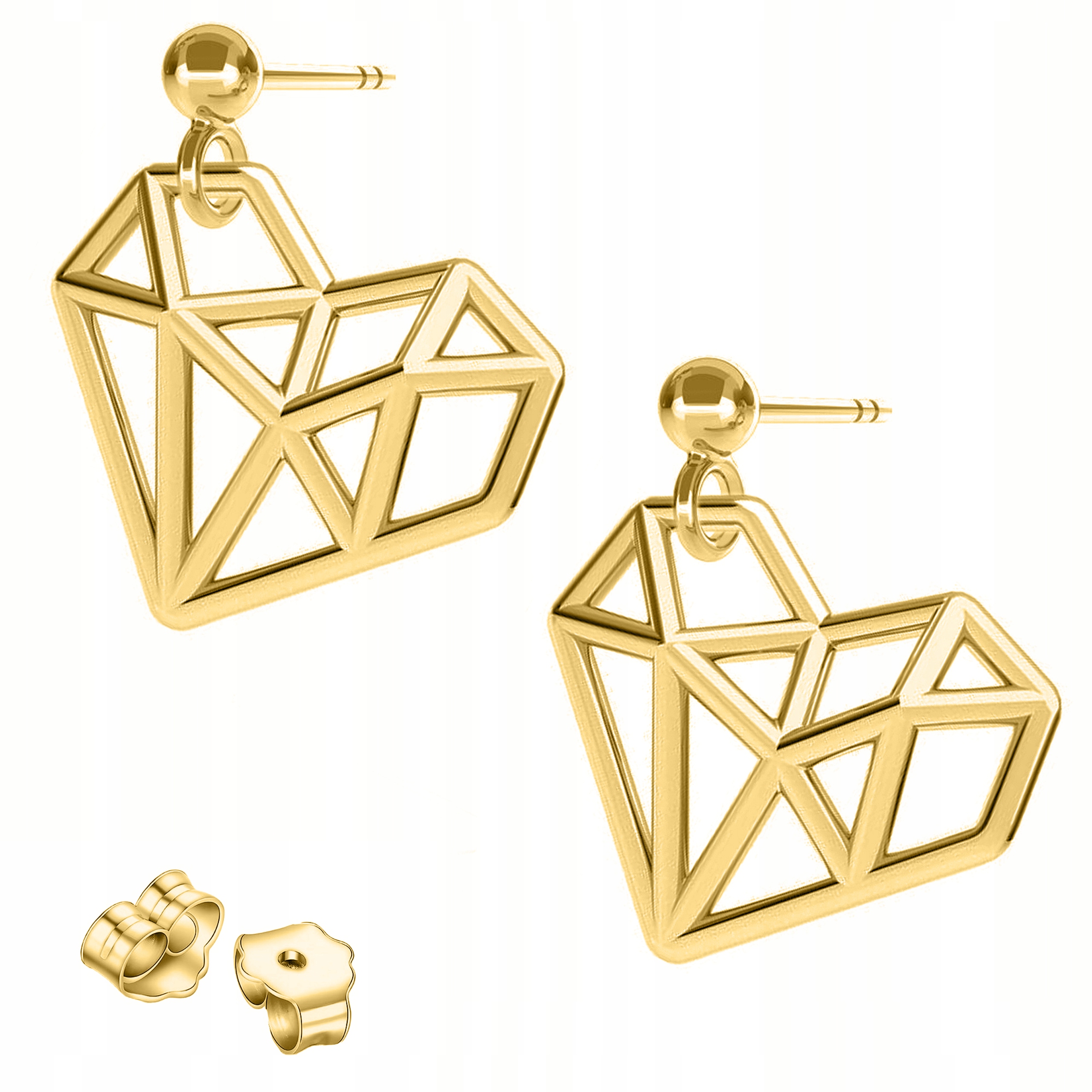 Zlaté Náušnice Ažurové Srdce Srdíčka Srdce Láska Stříbro 925