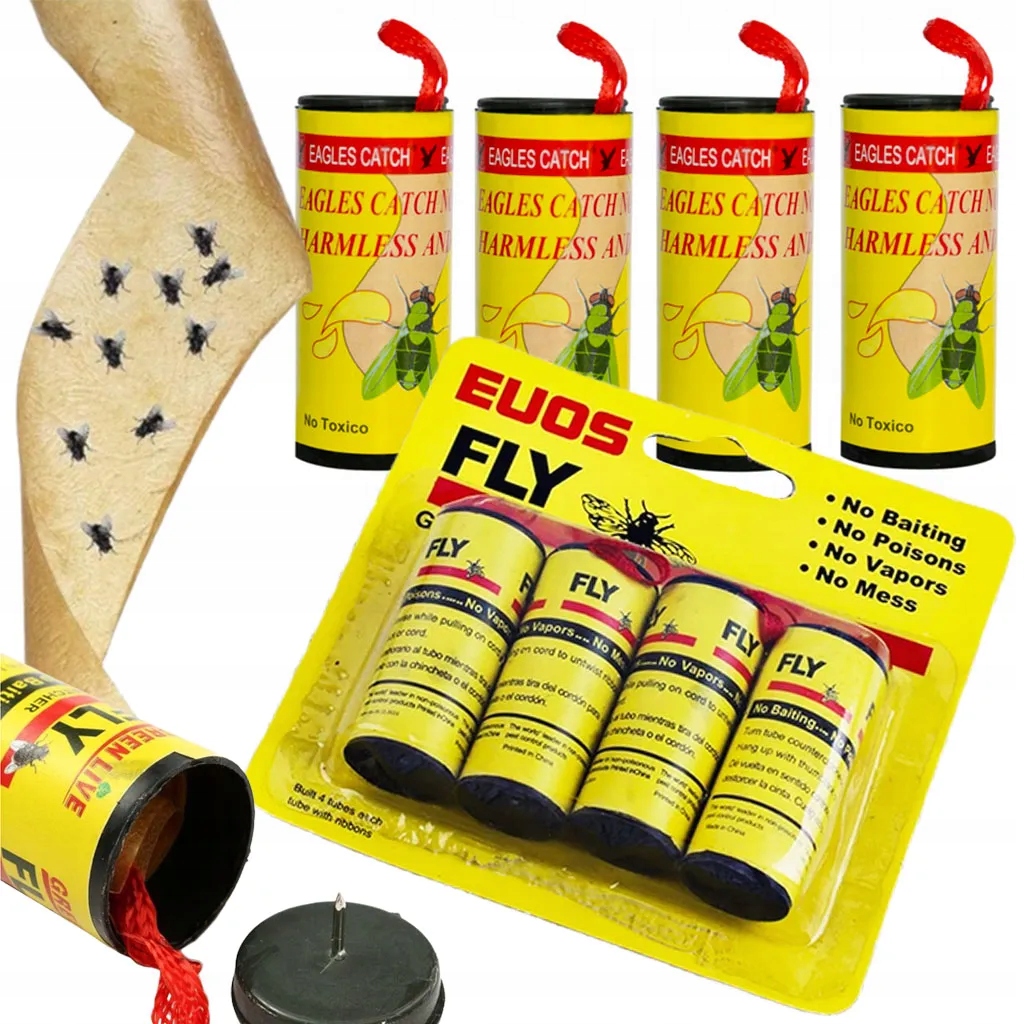 PUŁAPKA SILNY KLASYCZNY LEP NA MUCHY KOMARY OSY ODSTRASZACZ TAŚMA ROLKA