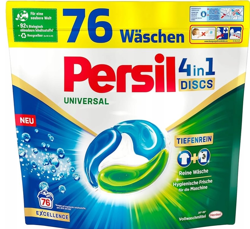 Kapsułki Do Prania Persil Universal 4IN1 Discs 76 Prań 1,254kg Z Niemiec