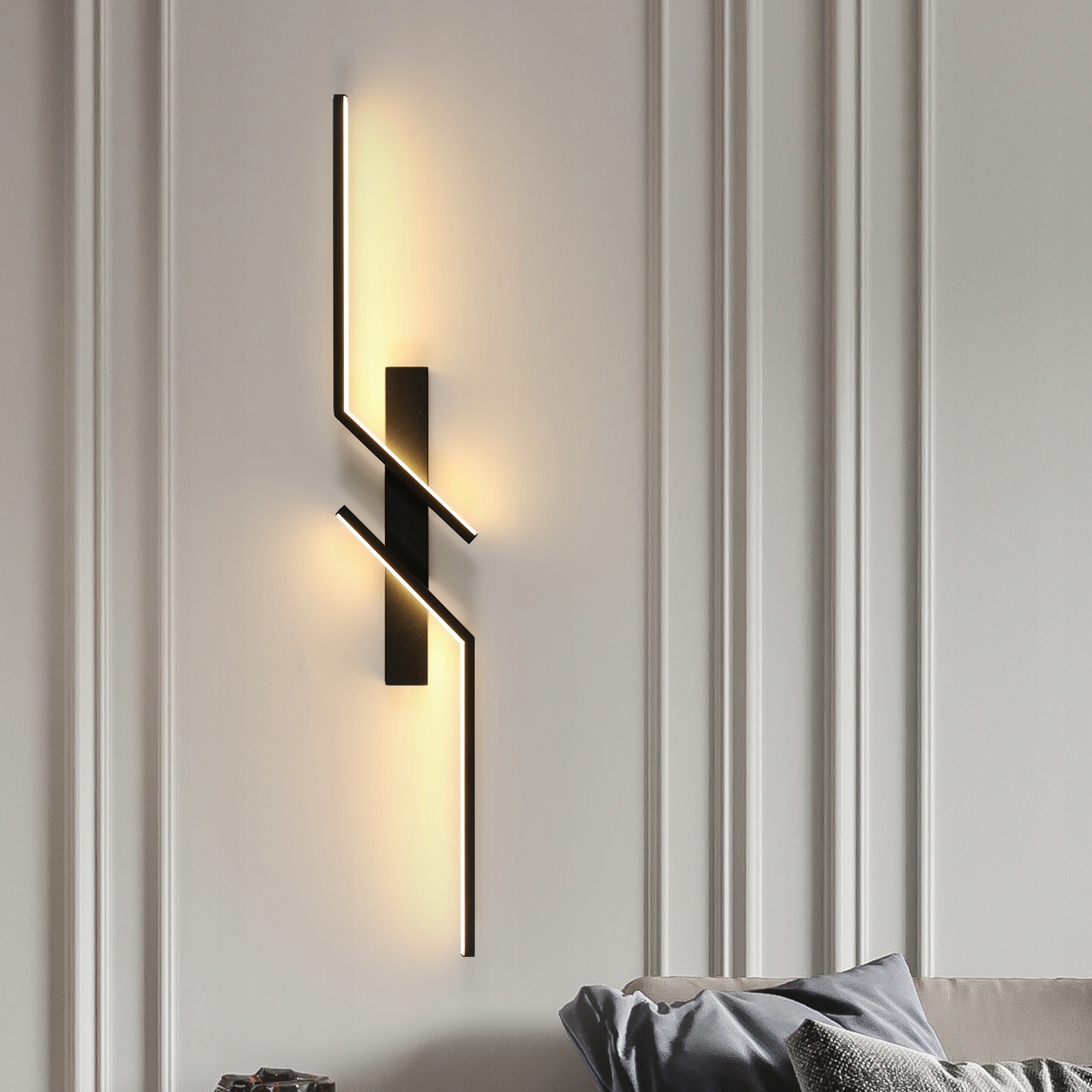 Černé Nástěnné Led Svítidlo Do Chodby Moderní 3000K Do Obývacího Pokoje 24W