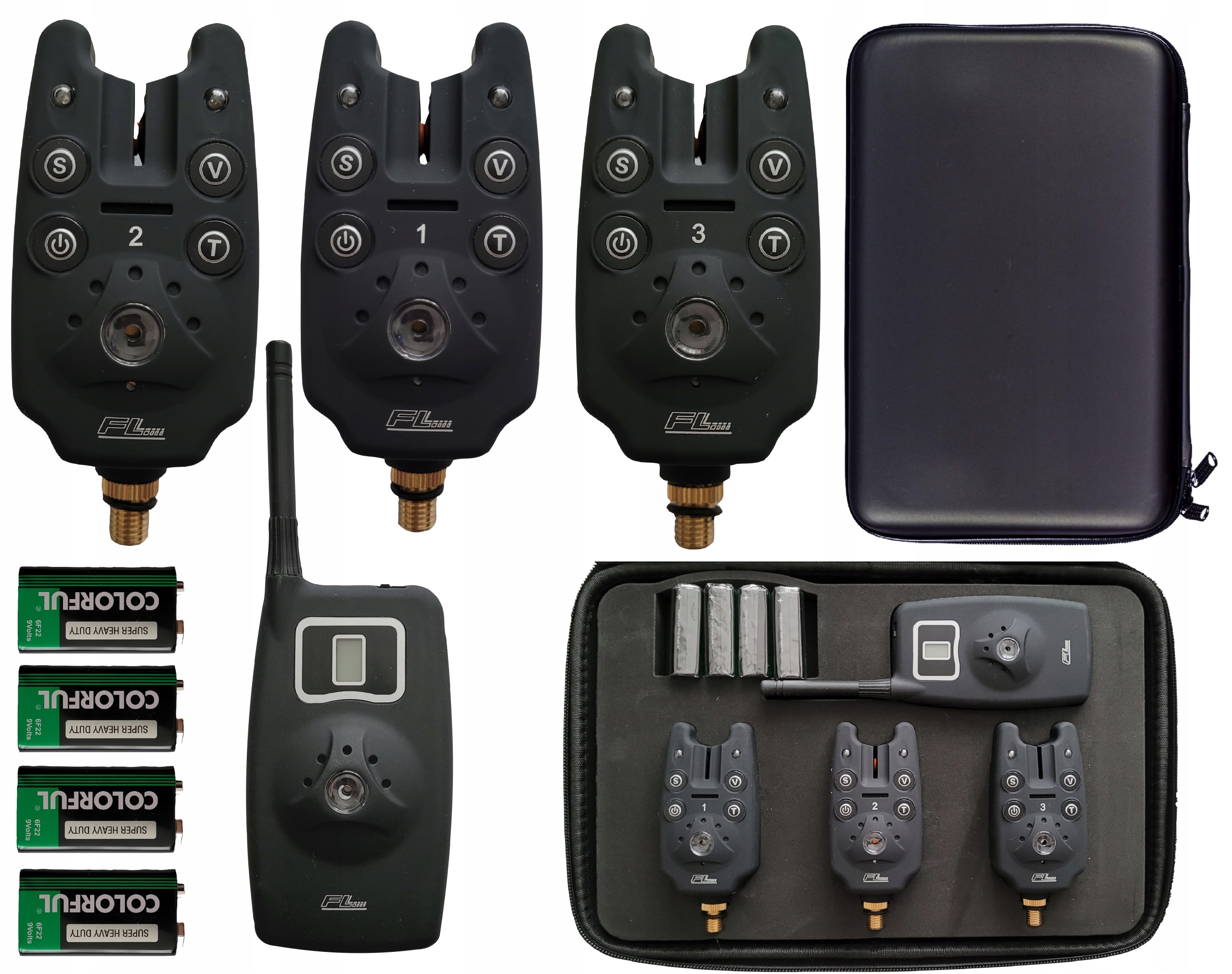 Zestaw 3x Sygnalizator brań Centralka czujnik brań