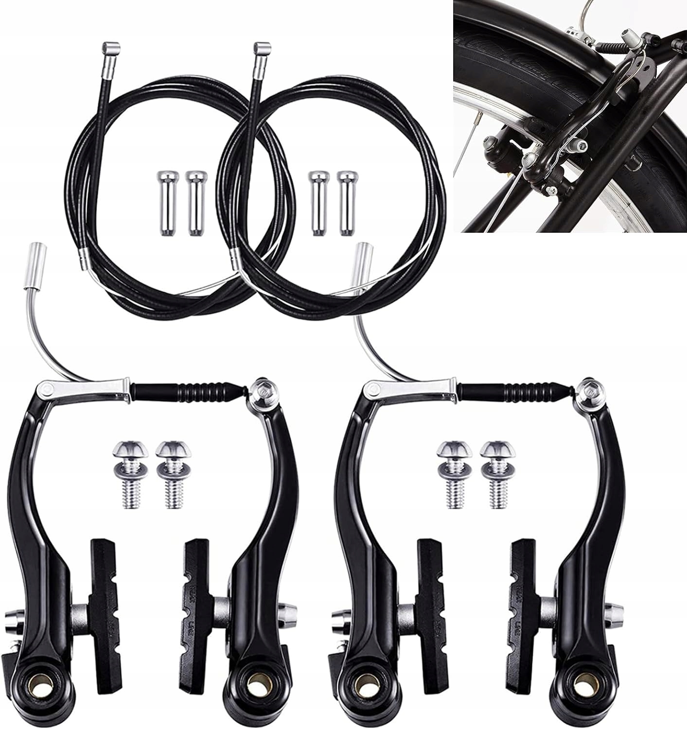 ZESTAW HAMULCÓW ROWEROWYCH PRZÓD TYŁ LINKI HAMULCOWE UNIWERSALNE HAMULEC