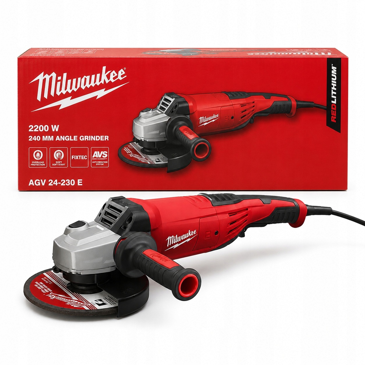 Szlifierka kątowa Agv 22 230 E 2200W 230mm Avs włącznik łopatkowy Milwaukee