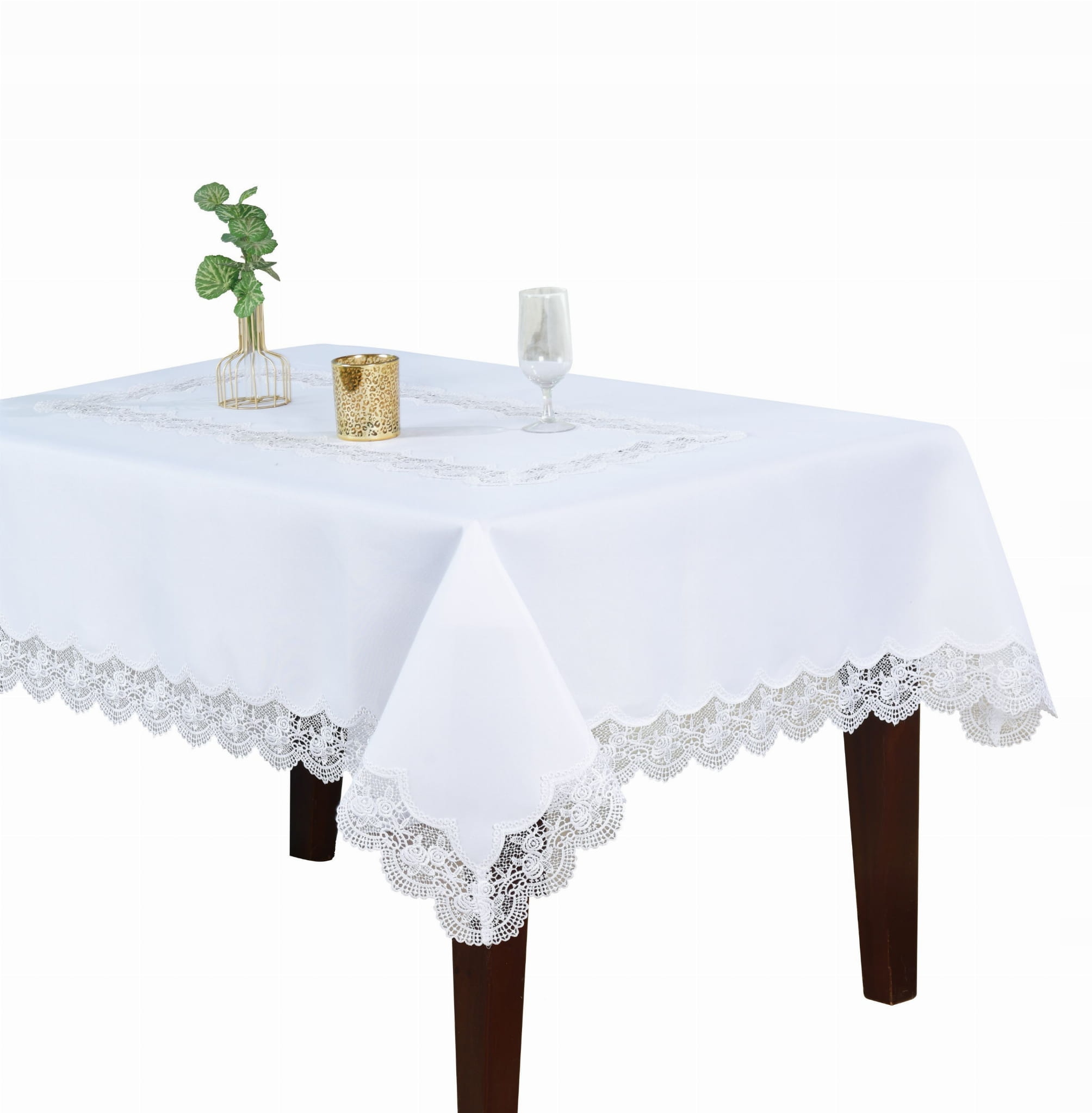 Elegantný obrus s gipiúrou 140 x 280 Biely dekoratívny obrus na stôl s čipkou