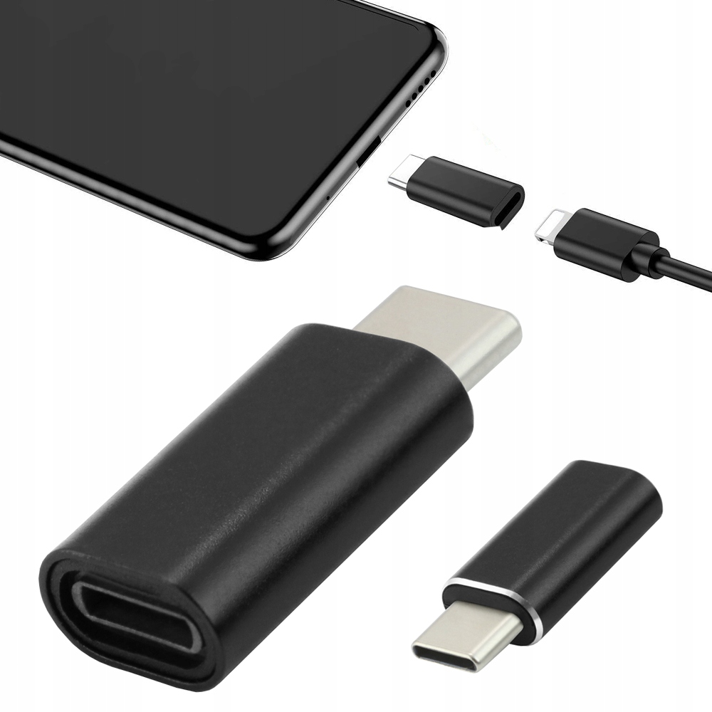 

Adapter przejściówka Lightning na Usb-c czarny
