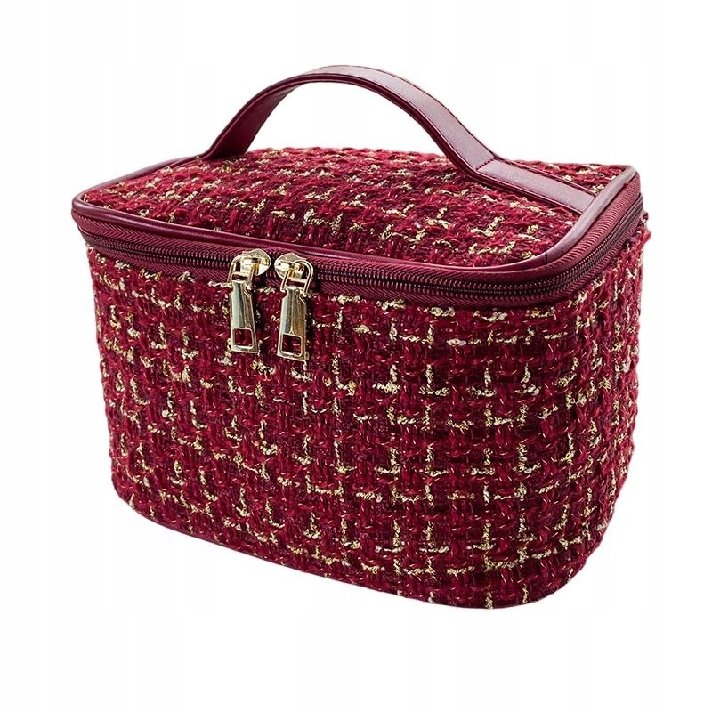 Kosmetická Taška Glamour Gold 22X14X14 Kufřík Kostkovaný