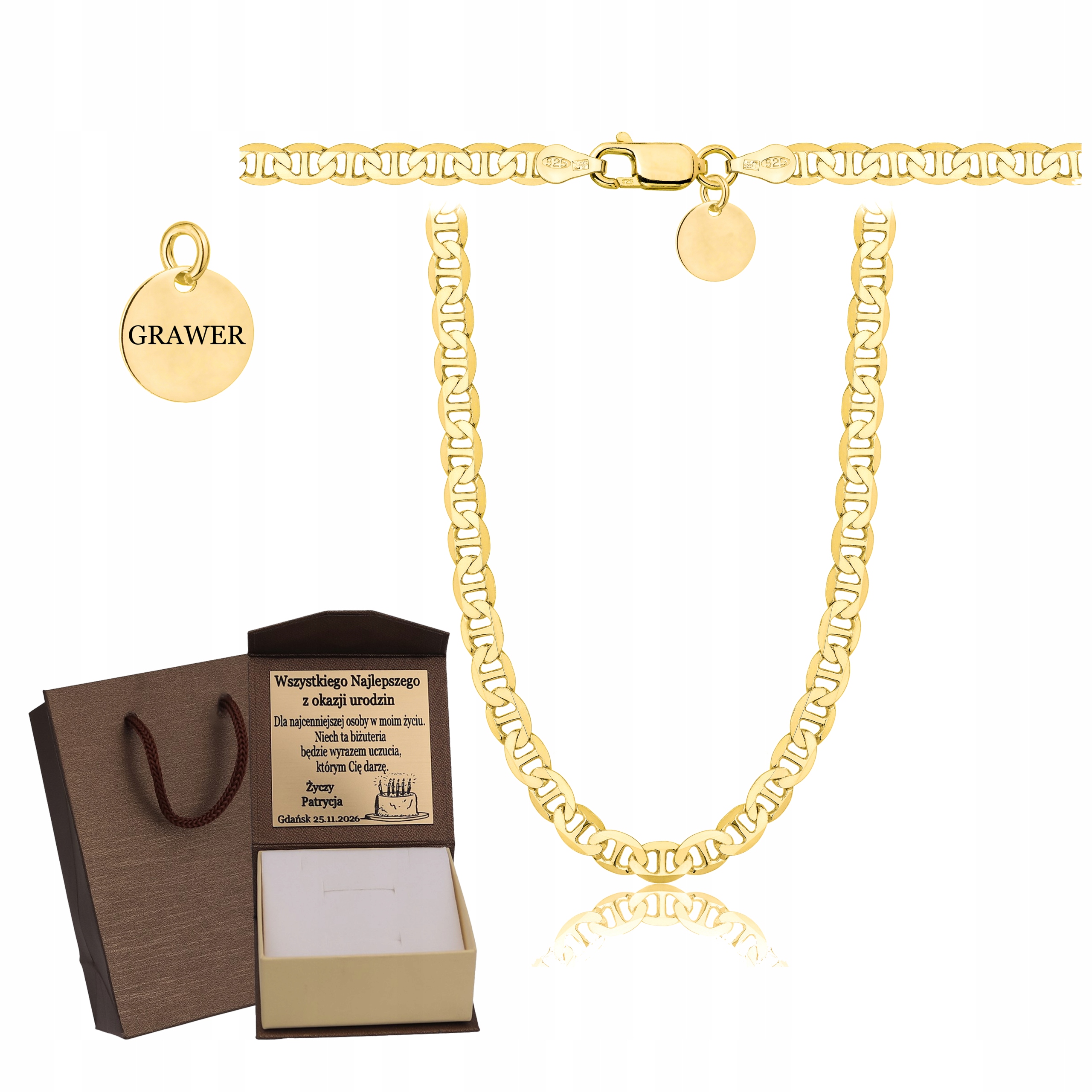 Pánské Ryzost 925 585, Masivní Řetízek Řetízek Gravírování Bonus