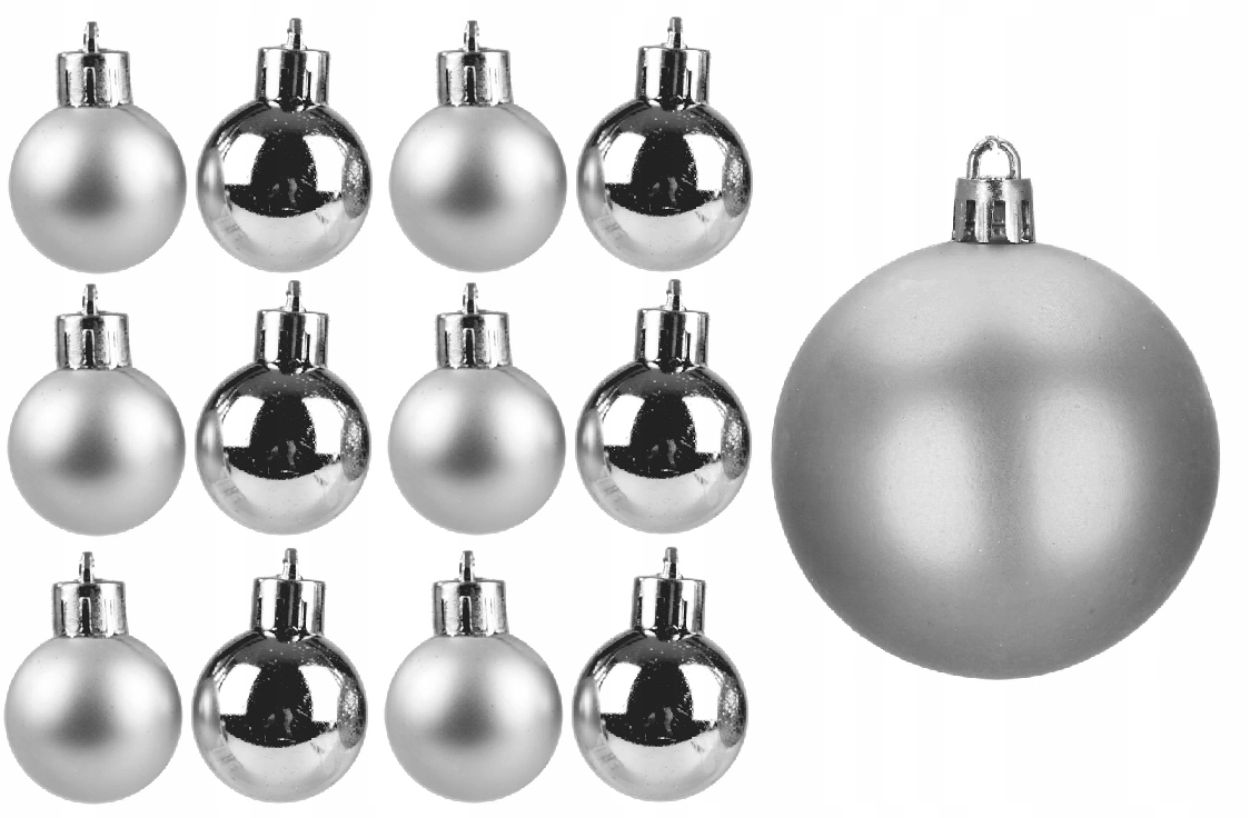 

Bombki choinkowe plastikowe 3cm x 12szt Srebrne