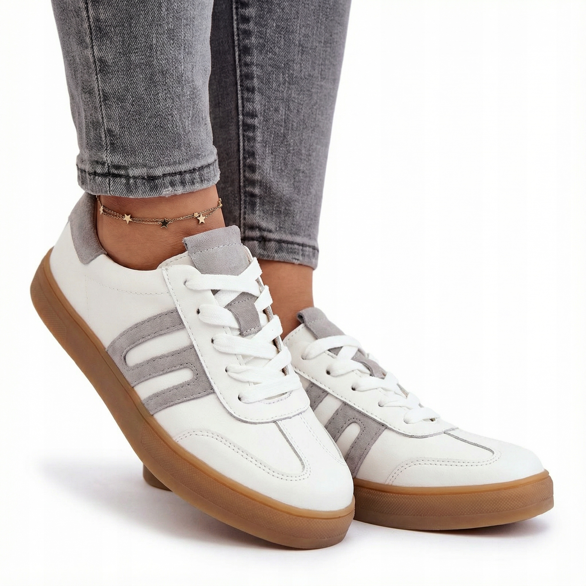 Sneakersy Półbuty Damskie Filippo DP6742 Skóra Naturalna Białe Rozmiar 40