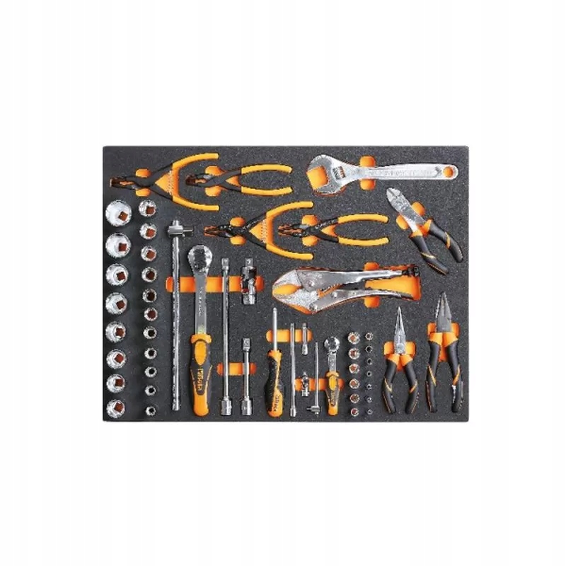 Zestaw 52 narzędzi w miękkim wkładzie profilowanym