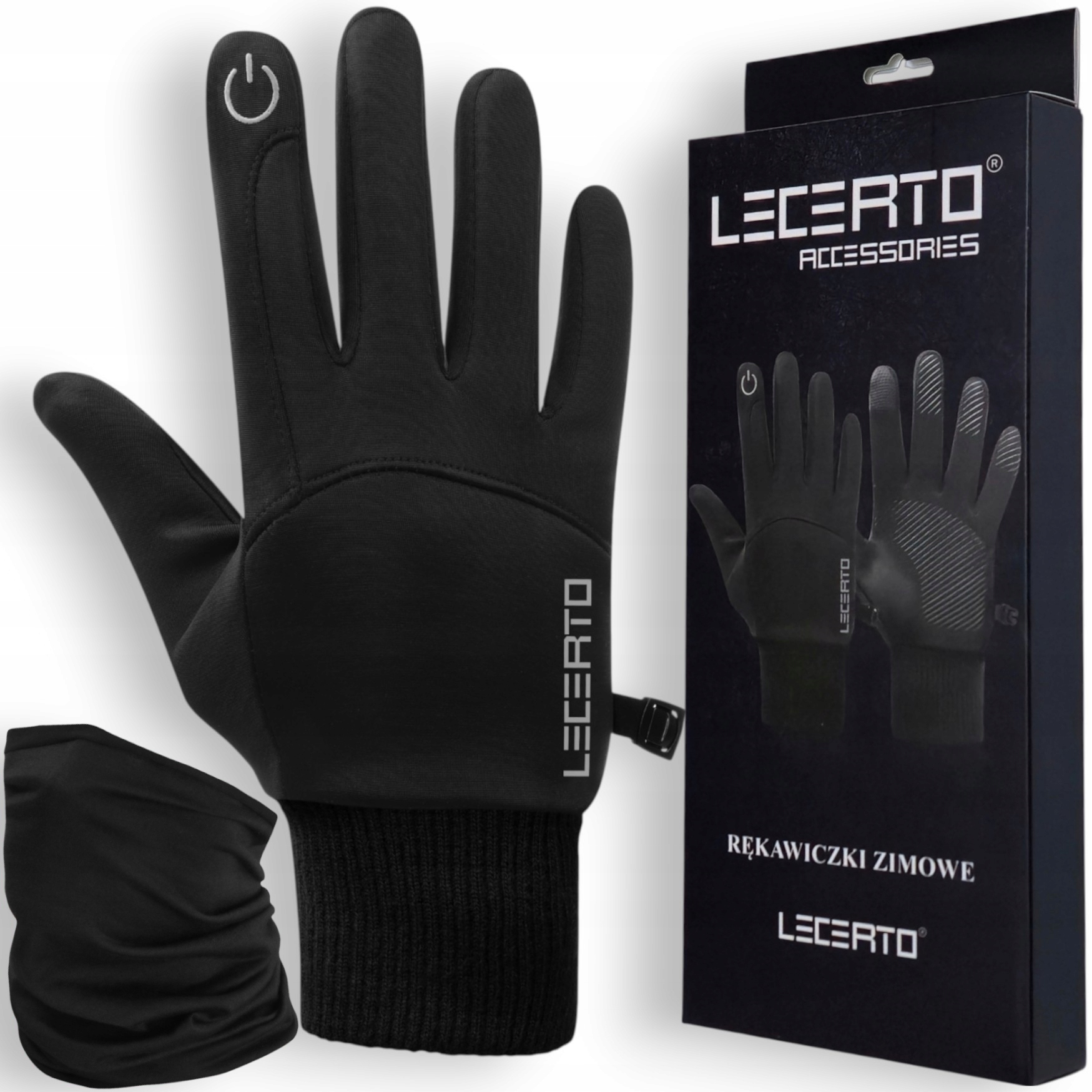 ZIMOWE OCIEPLANE RĘKAWICZKI DOTYKOWE WODOODPORNE WIATROSZCZELNE LECERTO