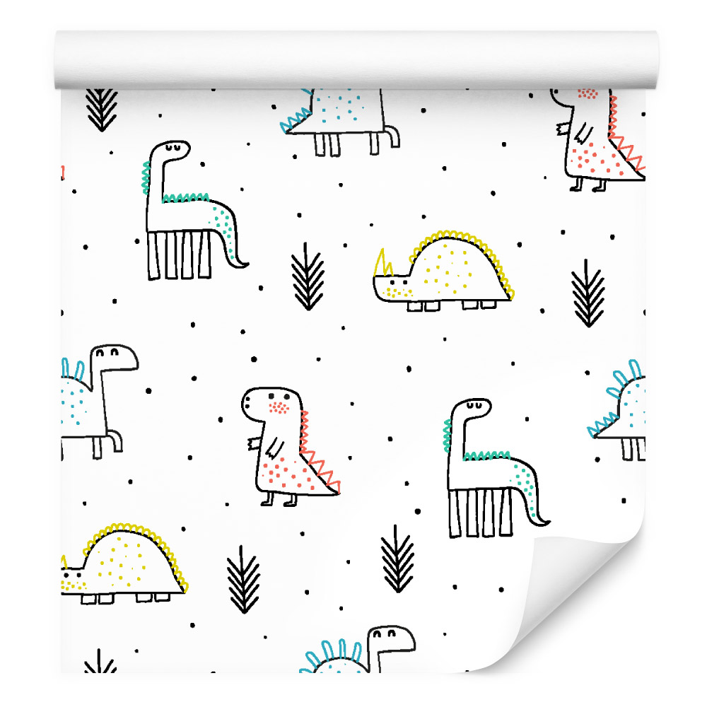 Tapeta dinosauři tečky rostliny do chlapeckého pokoje