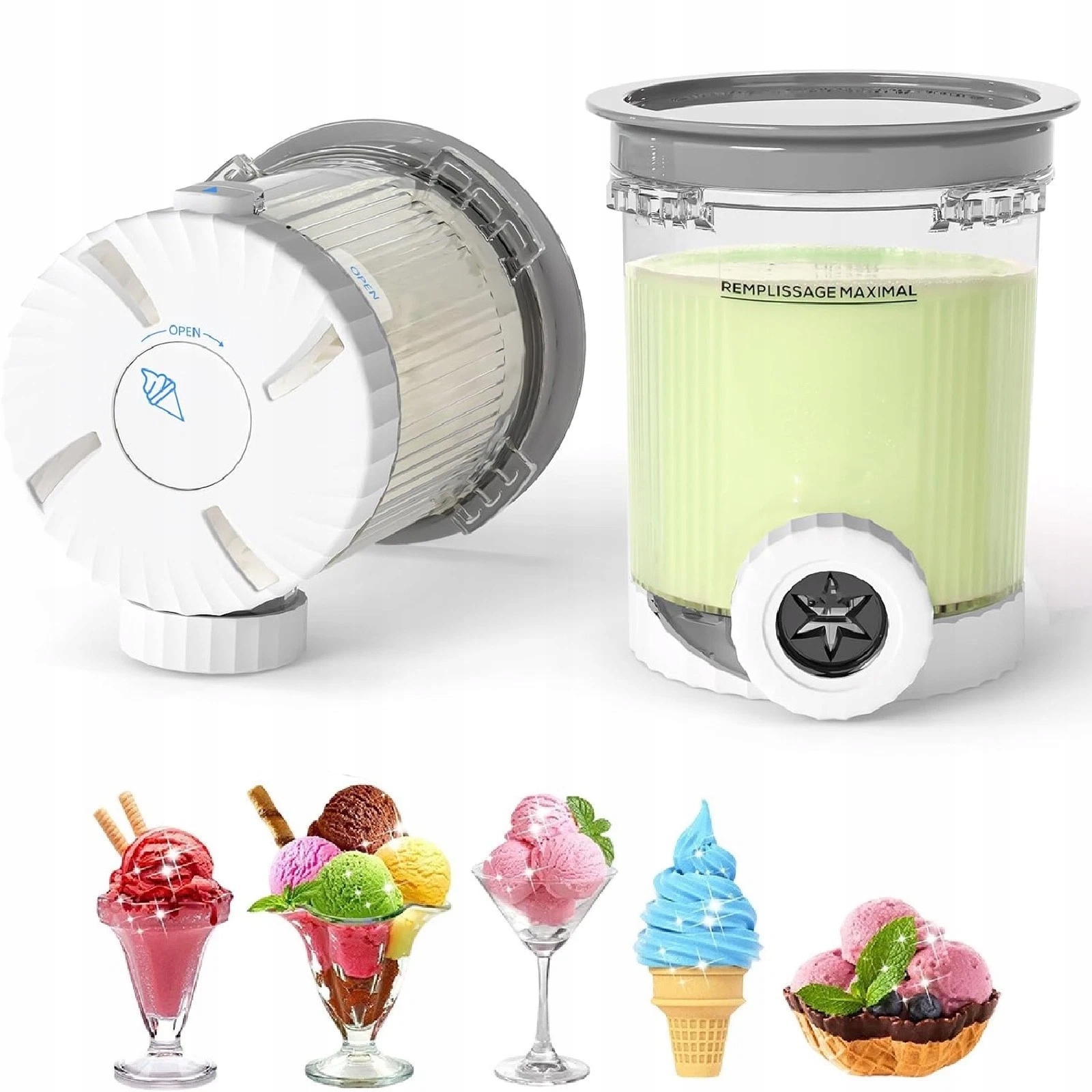 Pojemnik na lody kubek z pokrywką dla ninja swirl nc700 nc701 szary 2szt