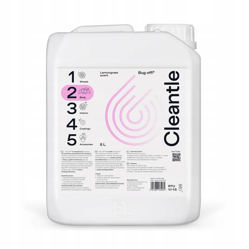 Cleantle Bug Off² 5L - środek do usuwania owadów