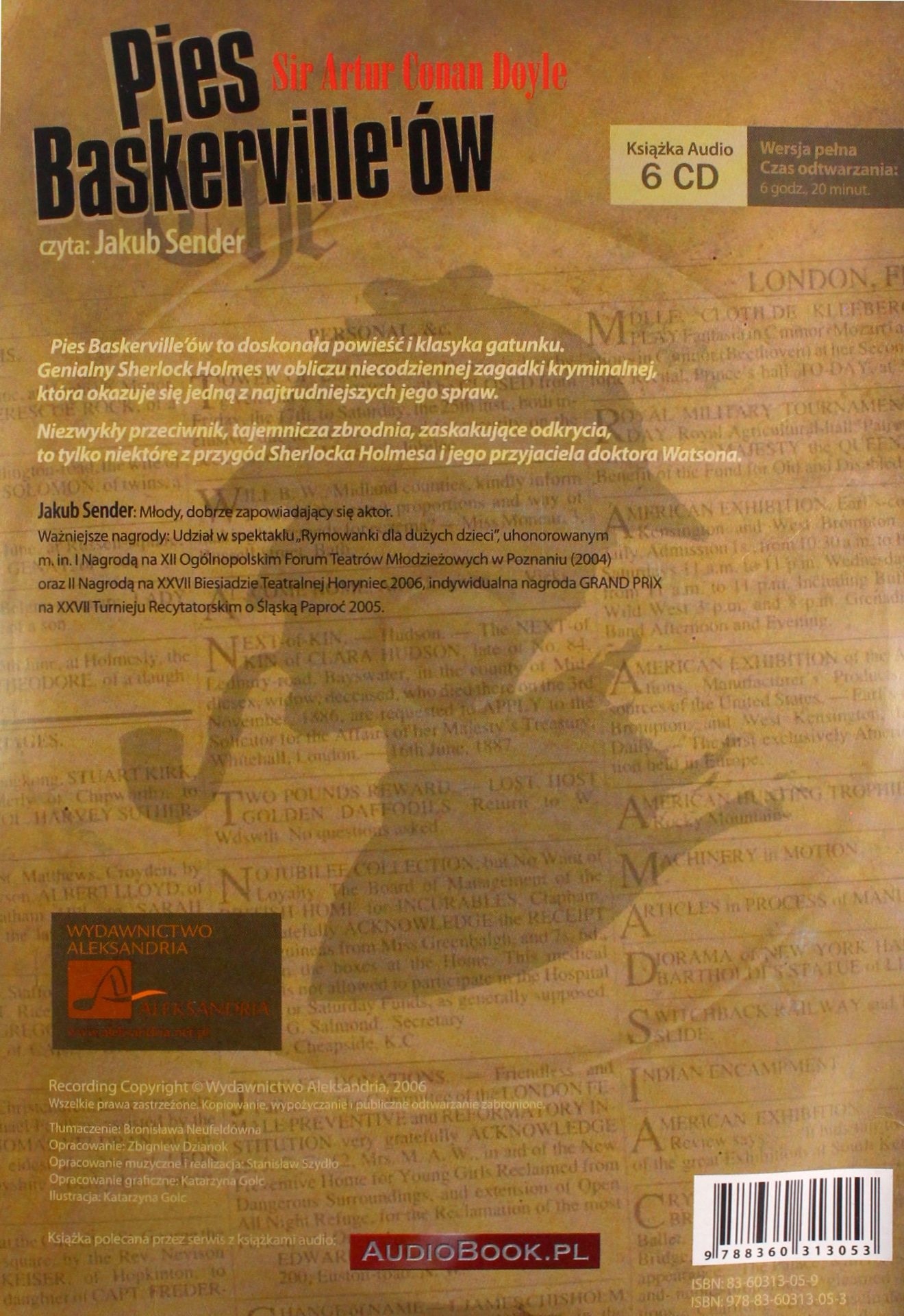 PIES BASKERVILLE'ÓW - ARTUR CONAN DOYLE (ECOPACK) [AUDIOBOOK] [6CD] Stan opakowania oryginalne