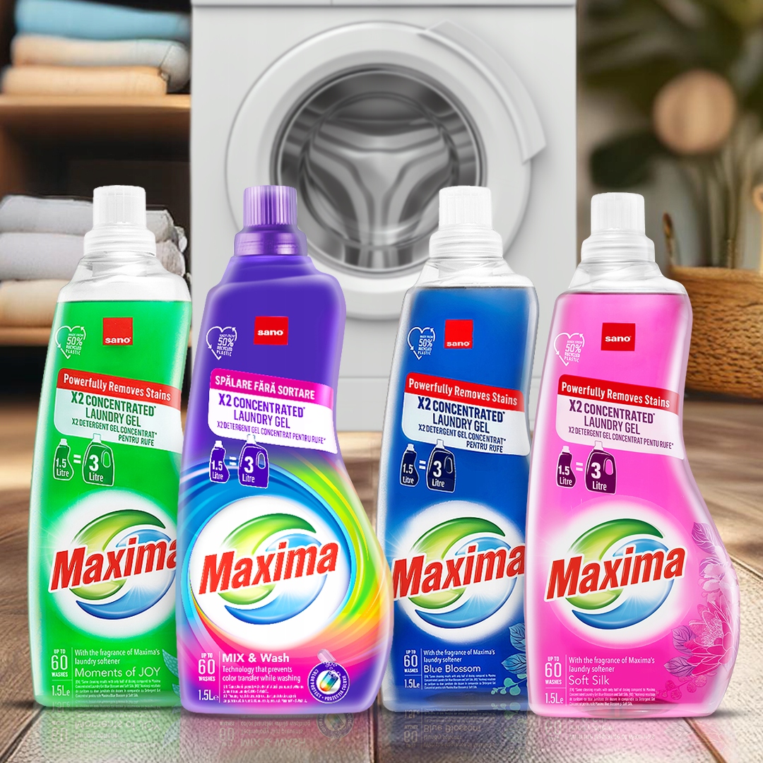 Levně Sada 4×1,5L Gel na praní Sano Maxima.