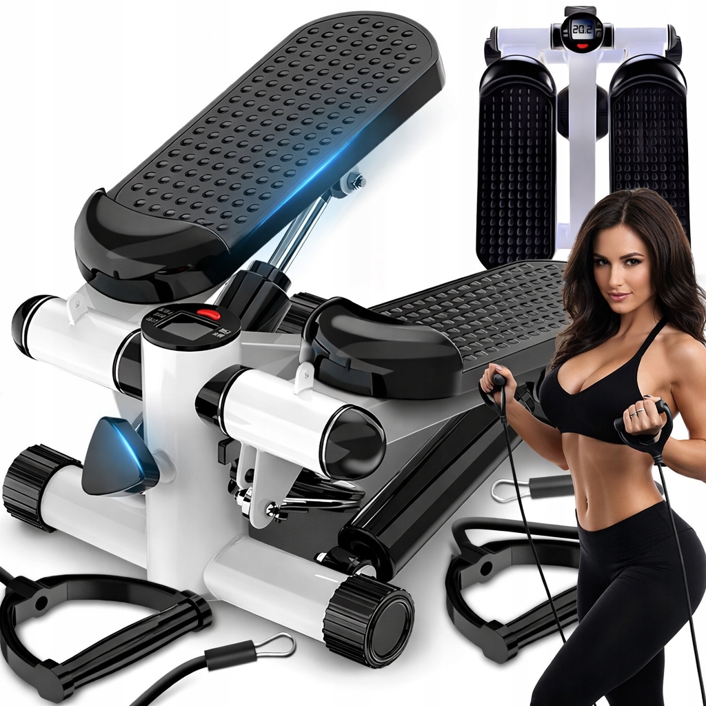 Stepper Steper Z Linkami Do Ćwiczeń Licznik LCD Regulacja Fitness